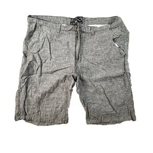 Raw Yarn Industries Men's 39 Gray Linen Cotton Shorts Casual‎ Flat Front Beach